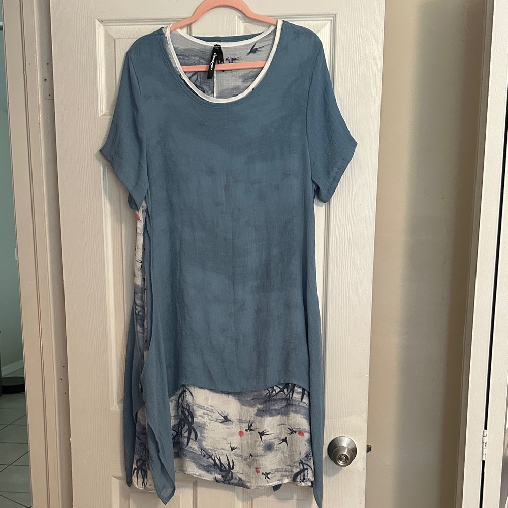 Blue and White Women's Dress